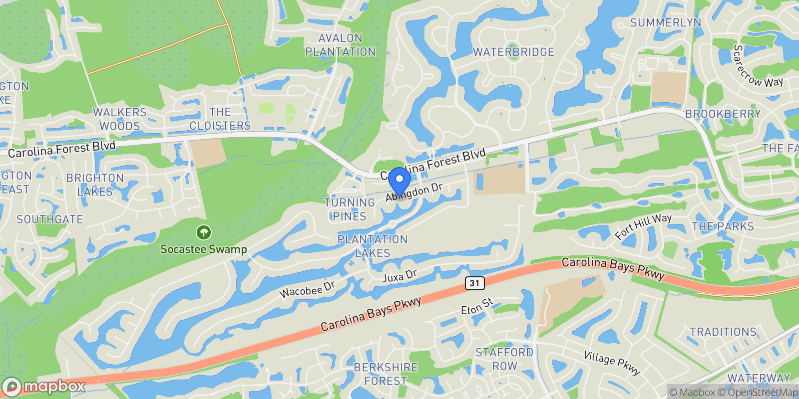 Map showing 9127 Abingdon Dr., Myrtle Beach, SC 29579, Myrtle Beach, South Carolina, United States.