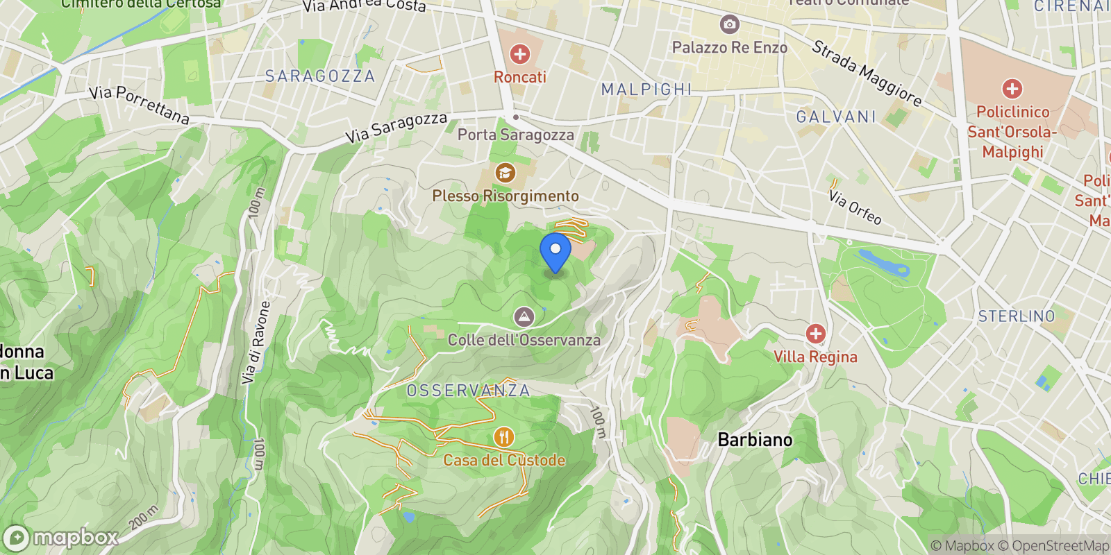 Map showing Via Dell’Osservanza, Bologna, Emilia-Romagna, Italy.