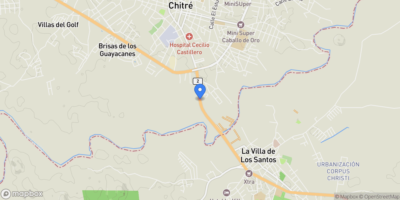 Map showing Chitre, Herrera Province, Panama.