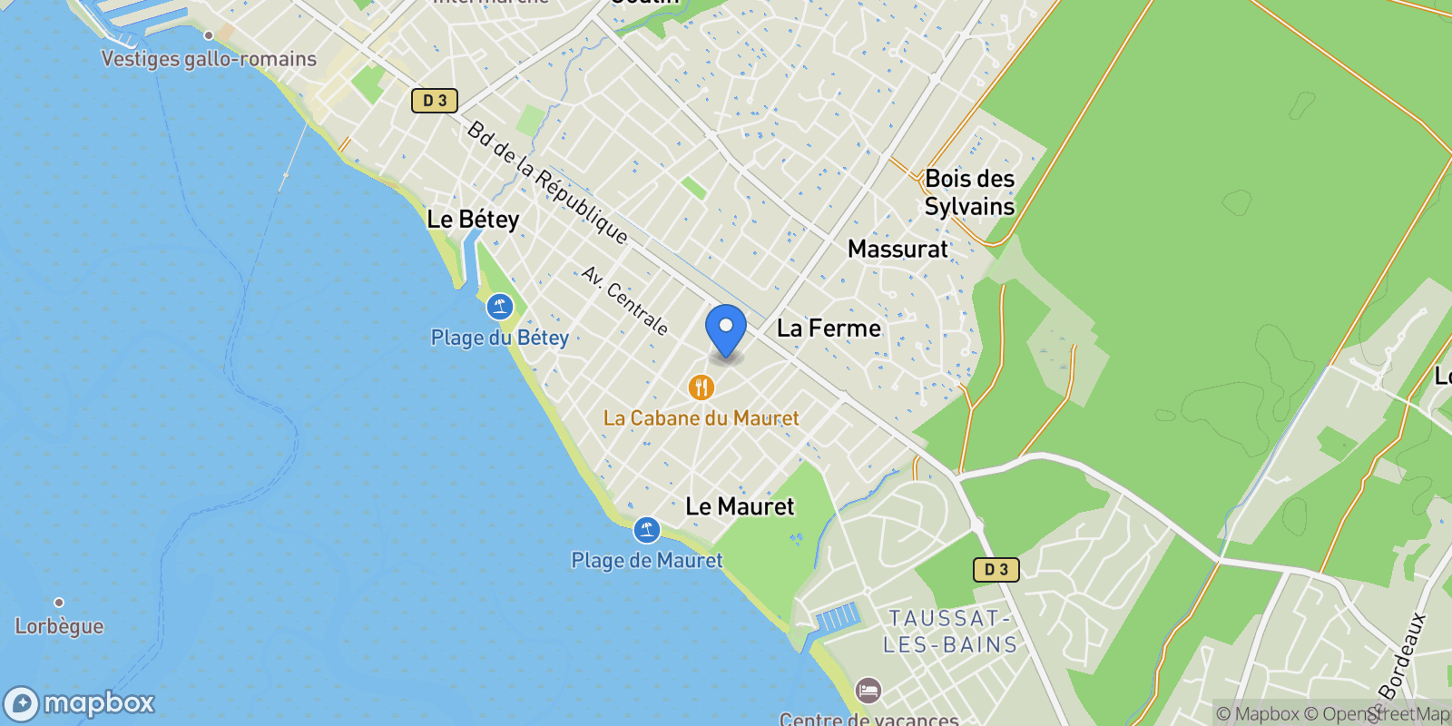 Map showing Andernos-les-Bains, Nouvelle-Aquitaine, France.