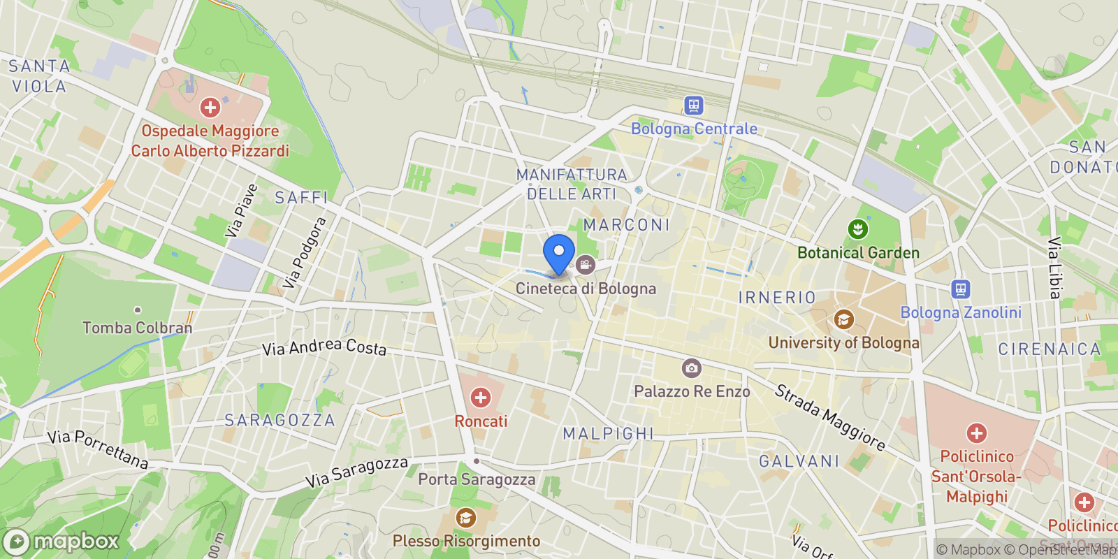Map showing via riva di reno, Bologna, Emilia-Romagna, Italy.