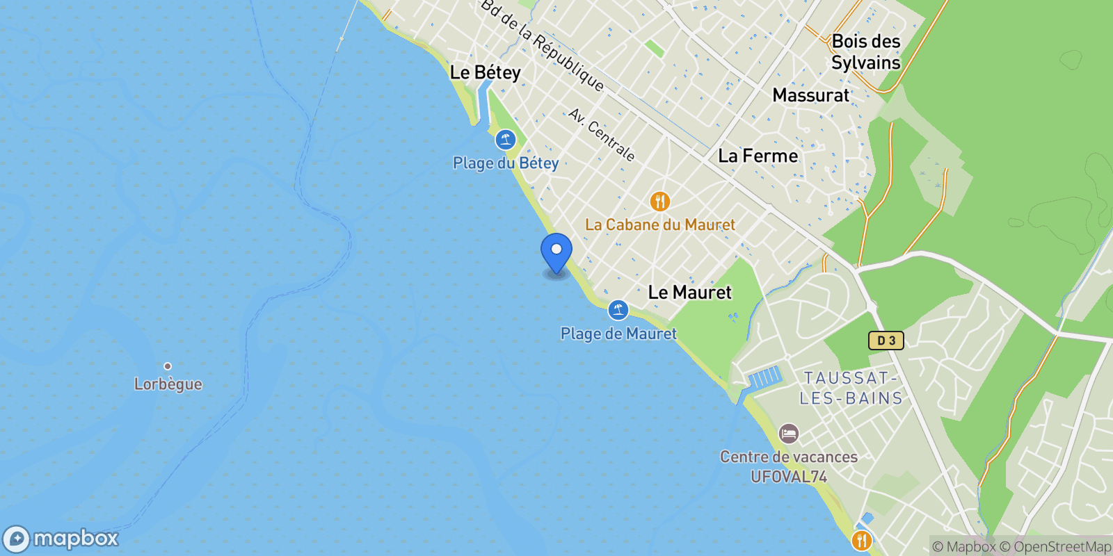 Map showing Andernos-les-Bains, Nouvelle-Aquitaine, France.