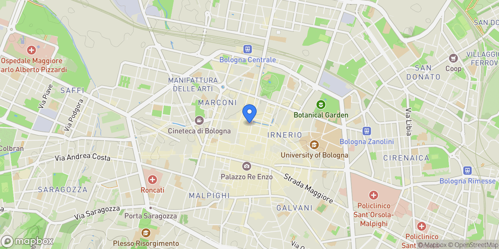 Map showing via dell'indipendenza, Bologna, Emilia-Romagna, Italy.