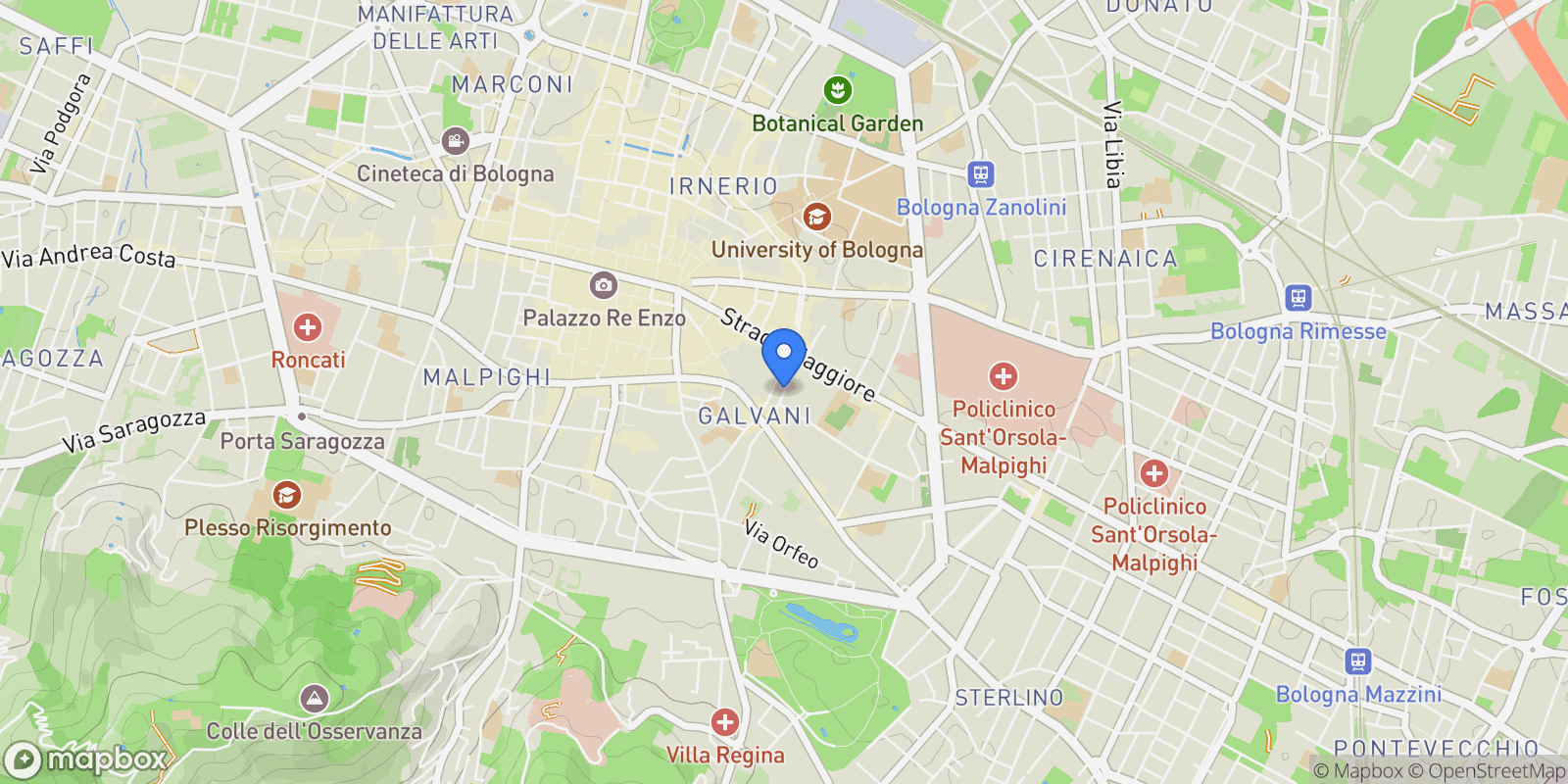 Map showing Via Guerrazzi Laterale, Bologna, Emilia-Romagna, Italy.