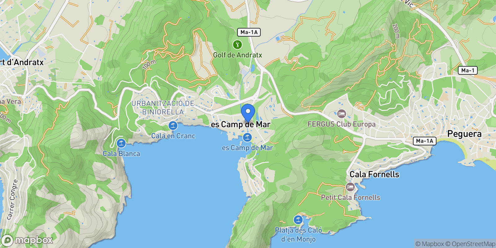 Map showing Cami Salinar, Camp de Mar, Mallorca, Andratx, Balearic Islands.