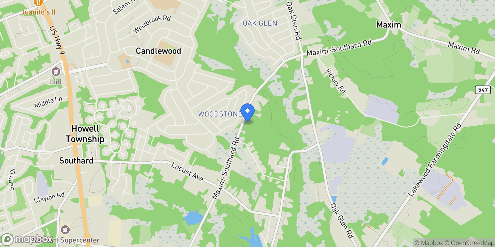 Map showing 2 Haystack Court, Howell Township, New Jersey, United States.