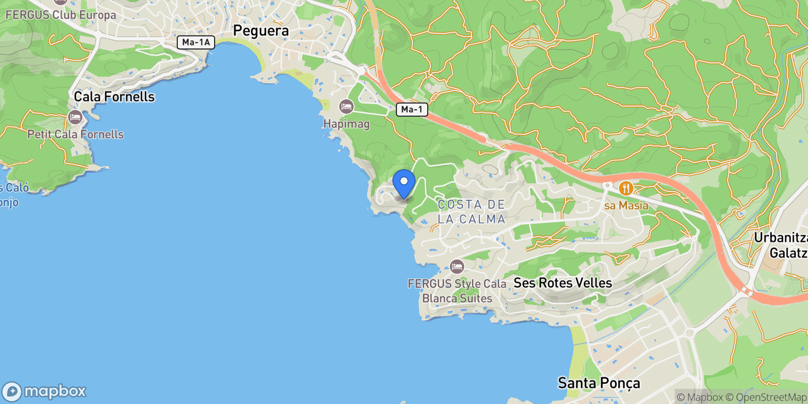 Map showing Bella Vista, Costa de la Calma, Calvia, Balearic Islands.