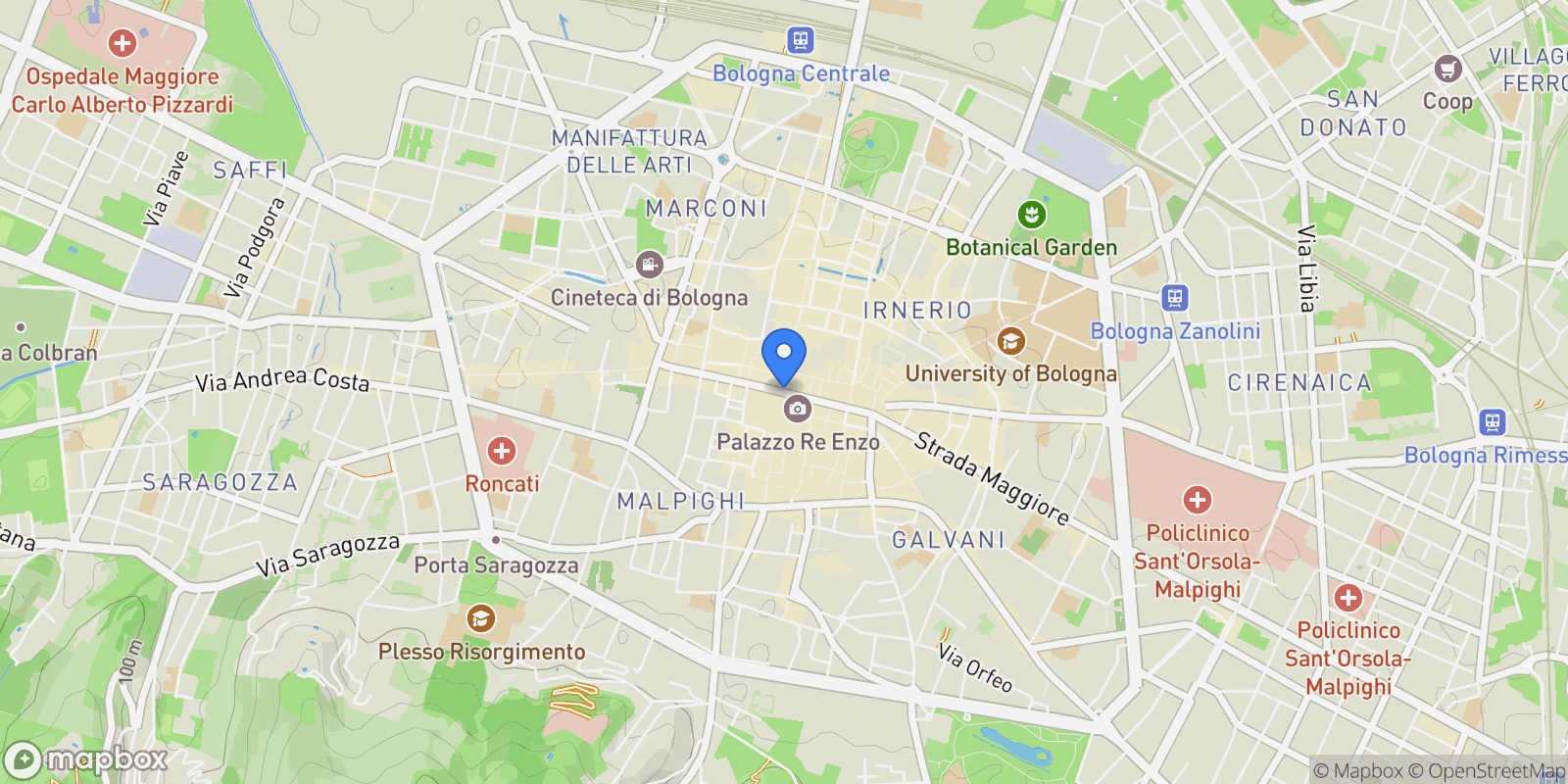Map showing Via del Chiù, Bologna, Emilia-Romagna, Italy.