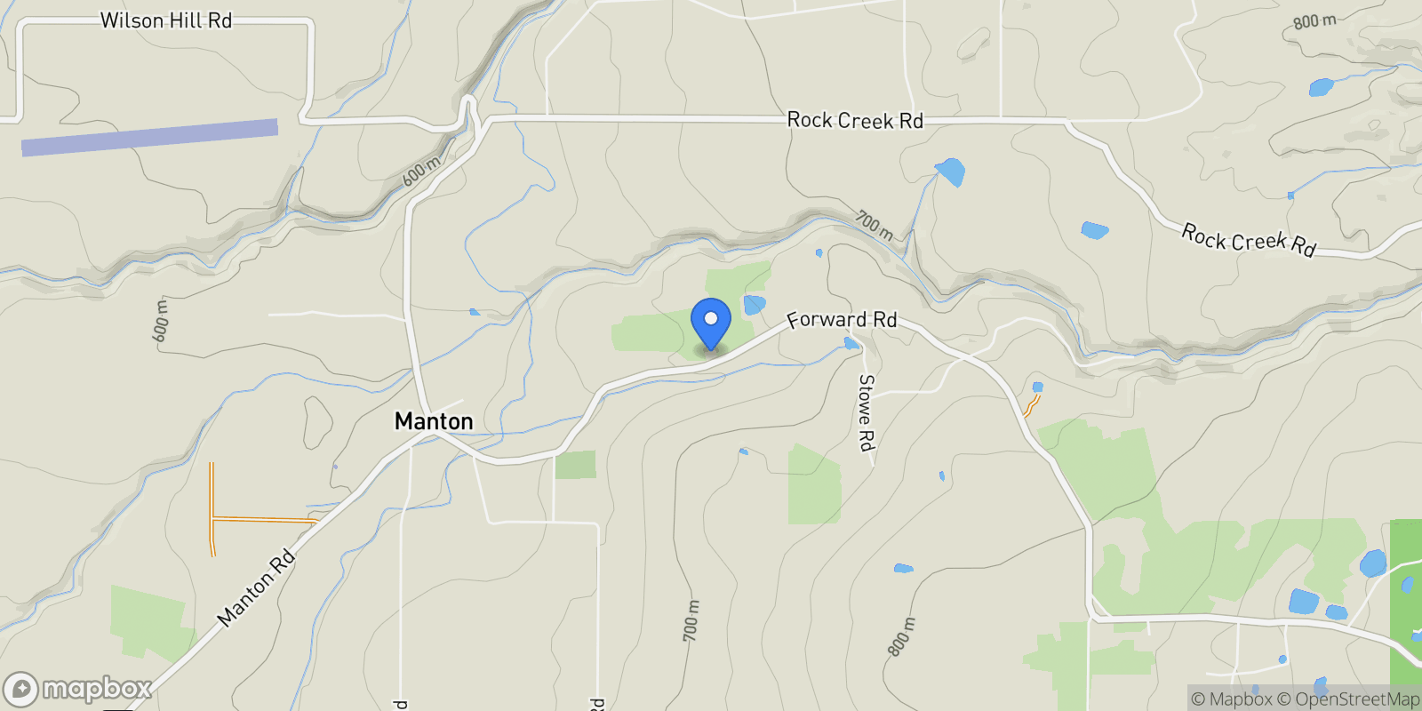 Map showing 31630 Forward Rd., Manton, California, United States.