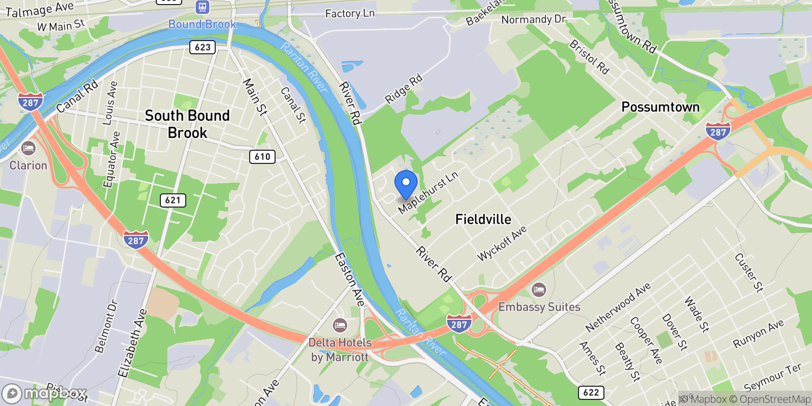Map showing 10 Maplehurst Lane, Piscataway, NJ 08854, Piscataway, New Jersey, United States.