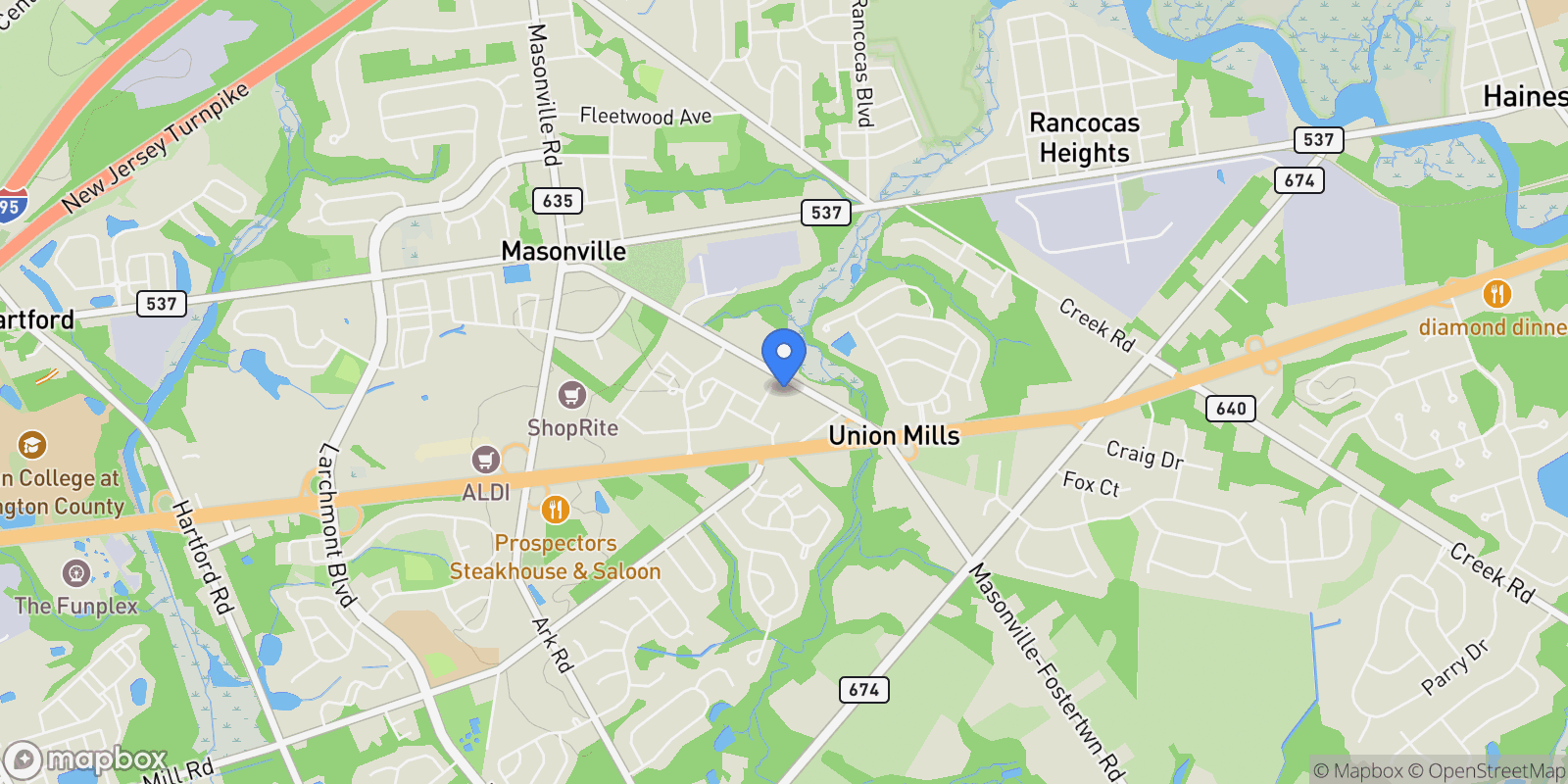 Map showing 18 Rosemary, Mount Laurel, NJ 08054, Mount Laurel Township, New Jersey, United States.