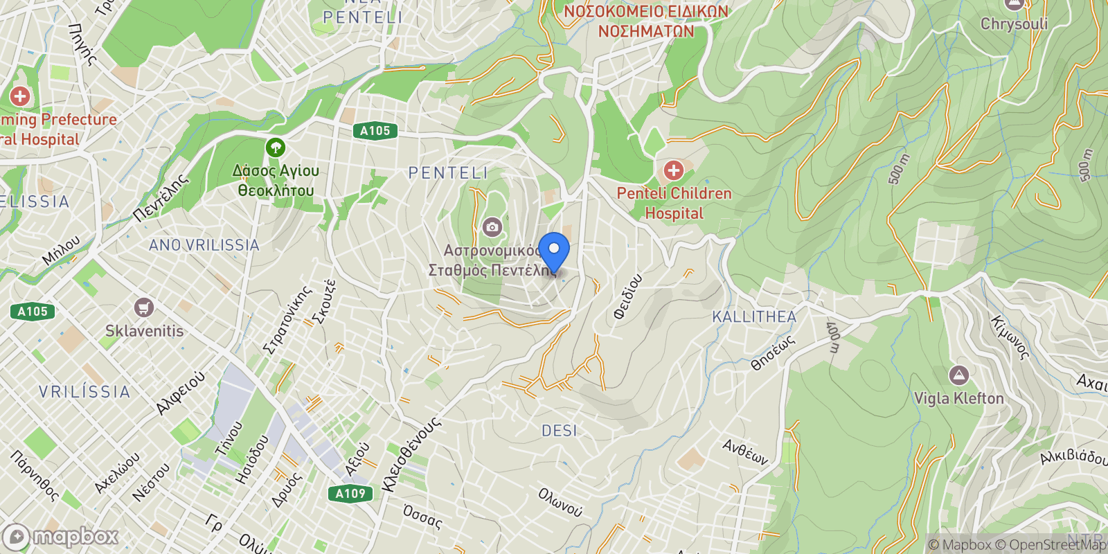 Map showing Penteli, Attica, Greece.