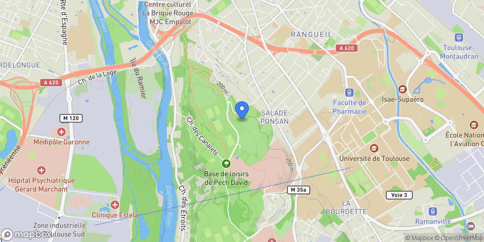 Map showing Toulouse, Occitanie, France.