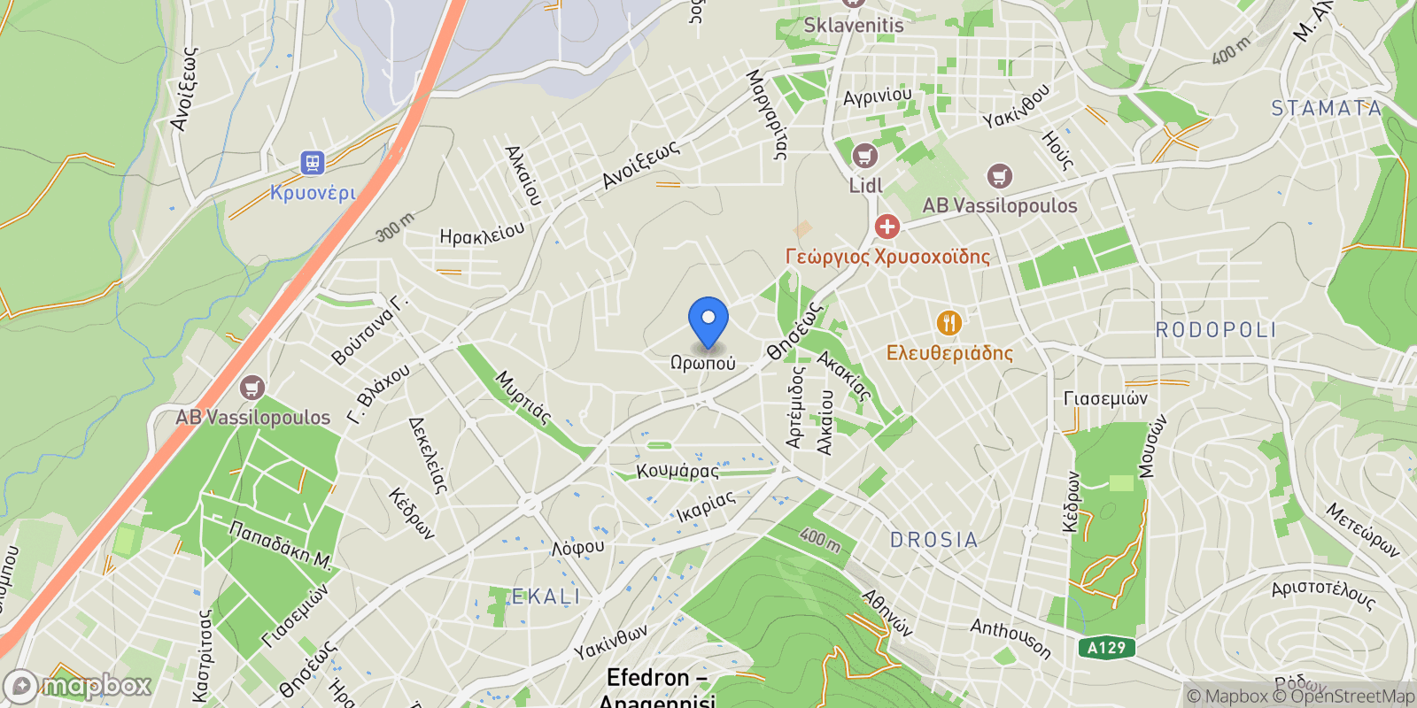 Map showing Kalamou, Ekali 145 78, Greece, Ekali, Attica, Greece.