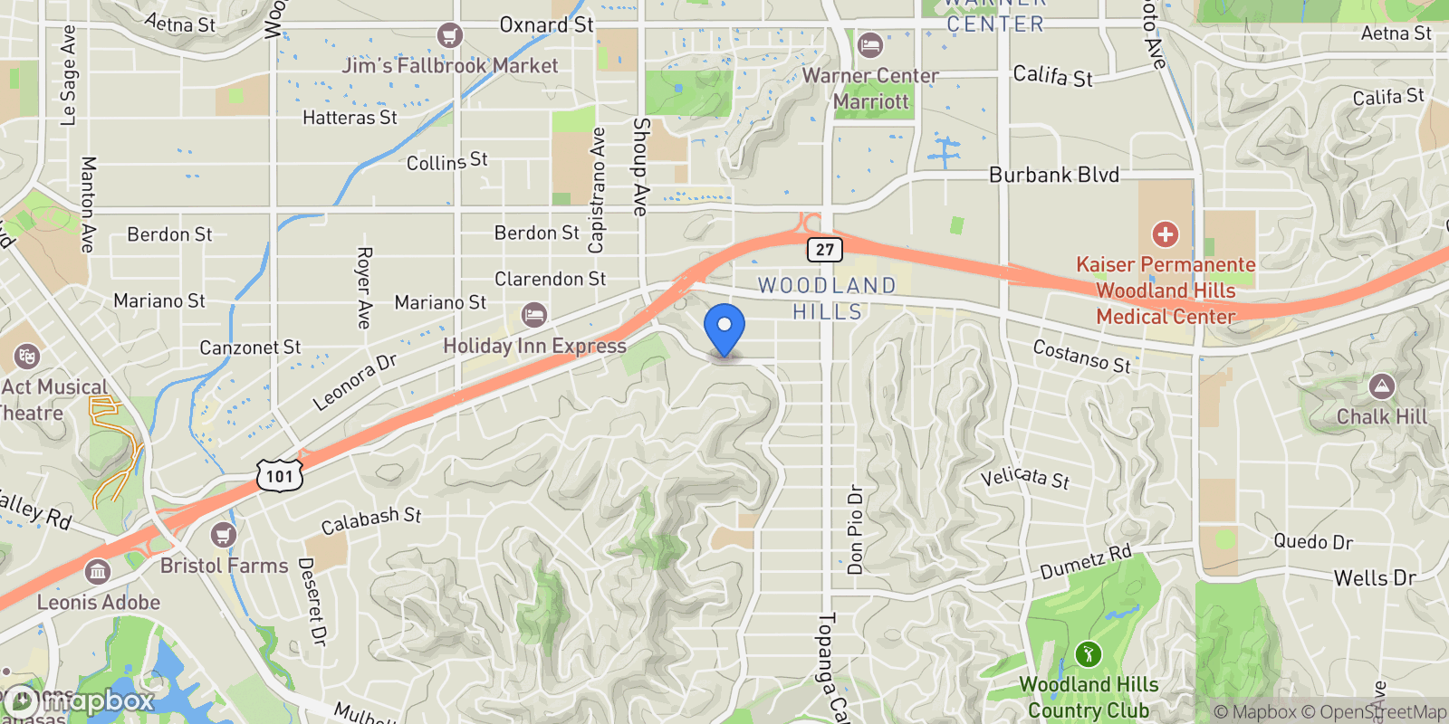 Map showing 22202 Avenue San Luis, Los Angeles, California, United States.