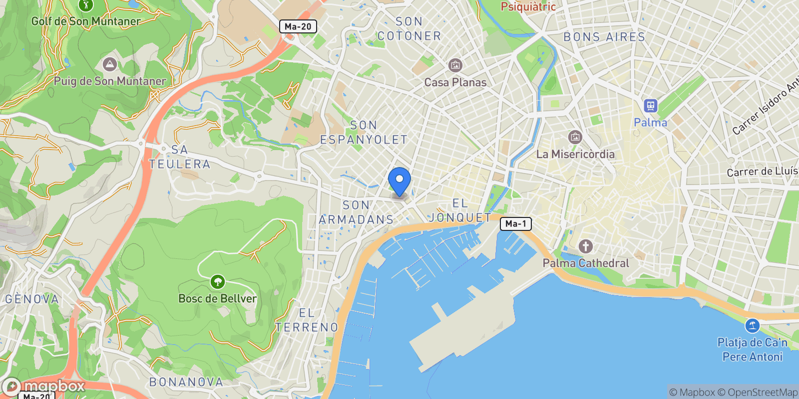 Map showing Carrer de Andrea Doria, Palma, Balearic Islands, Spain.