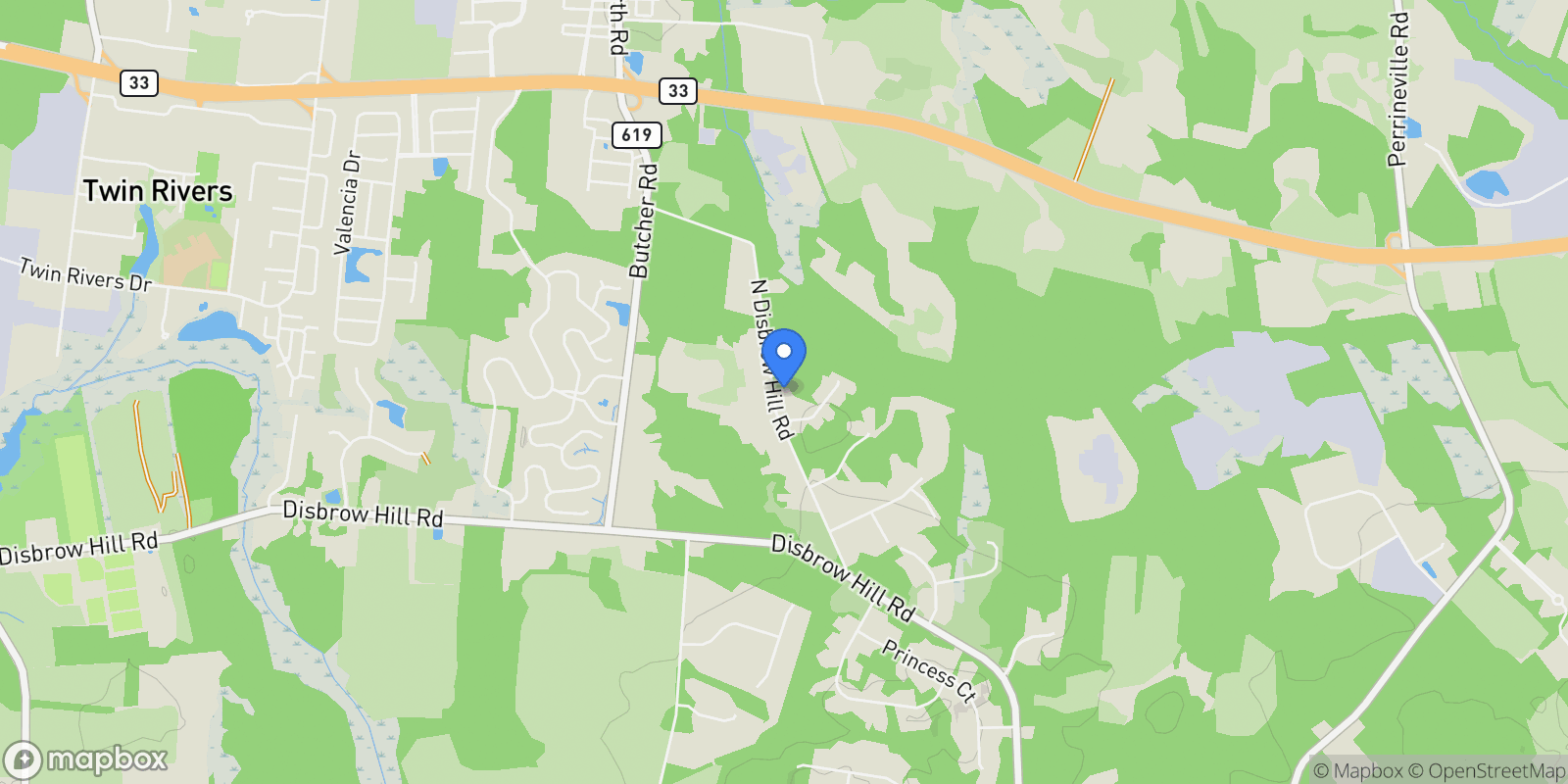 Map showing 29 N Disbrow Hill N Road, Monroe, NJ 08831, Monroe Township, New Jersey, United States.