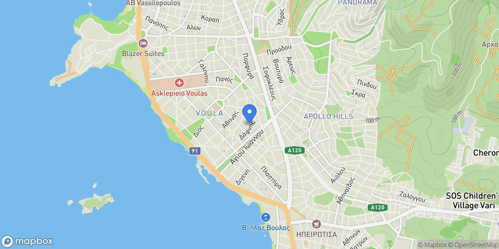 Map showing Voula, Attica, Greece.