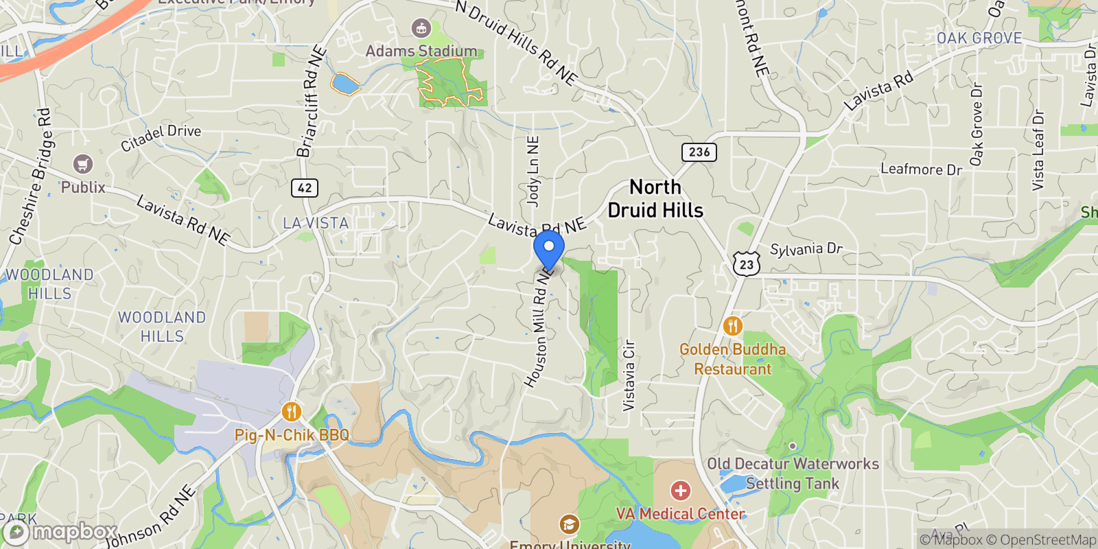 Map showing Atlanta, Georgia, United States.