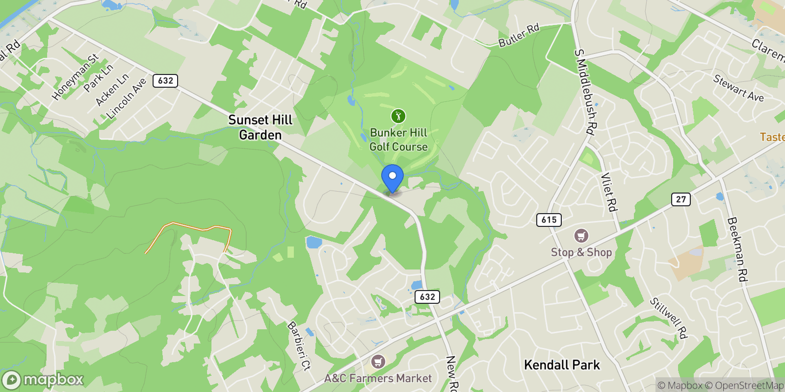 Map showing 140 Bunker Hill Road, Franklin Twsp, NJ 08540, Franklin Township, New Jersey, United States.