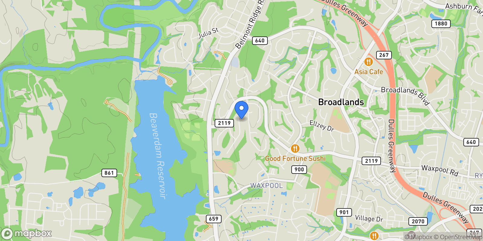 Map showing 21518 WILD TIMBER CT COURT, BROADLANDS, VA 20148, Broadlands, Virginia, United States.