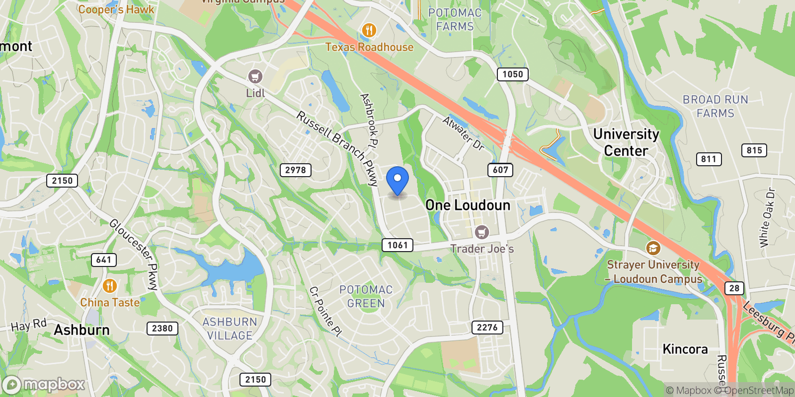 Map showing 20305 SAVIN HILL DR DRIVE, ASHBURN, VA 20147, Ashburn, Virginia, United States.