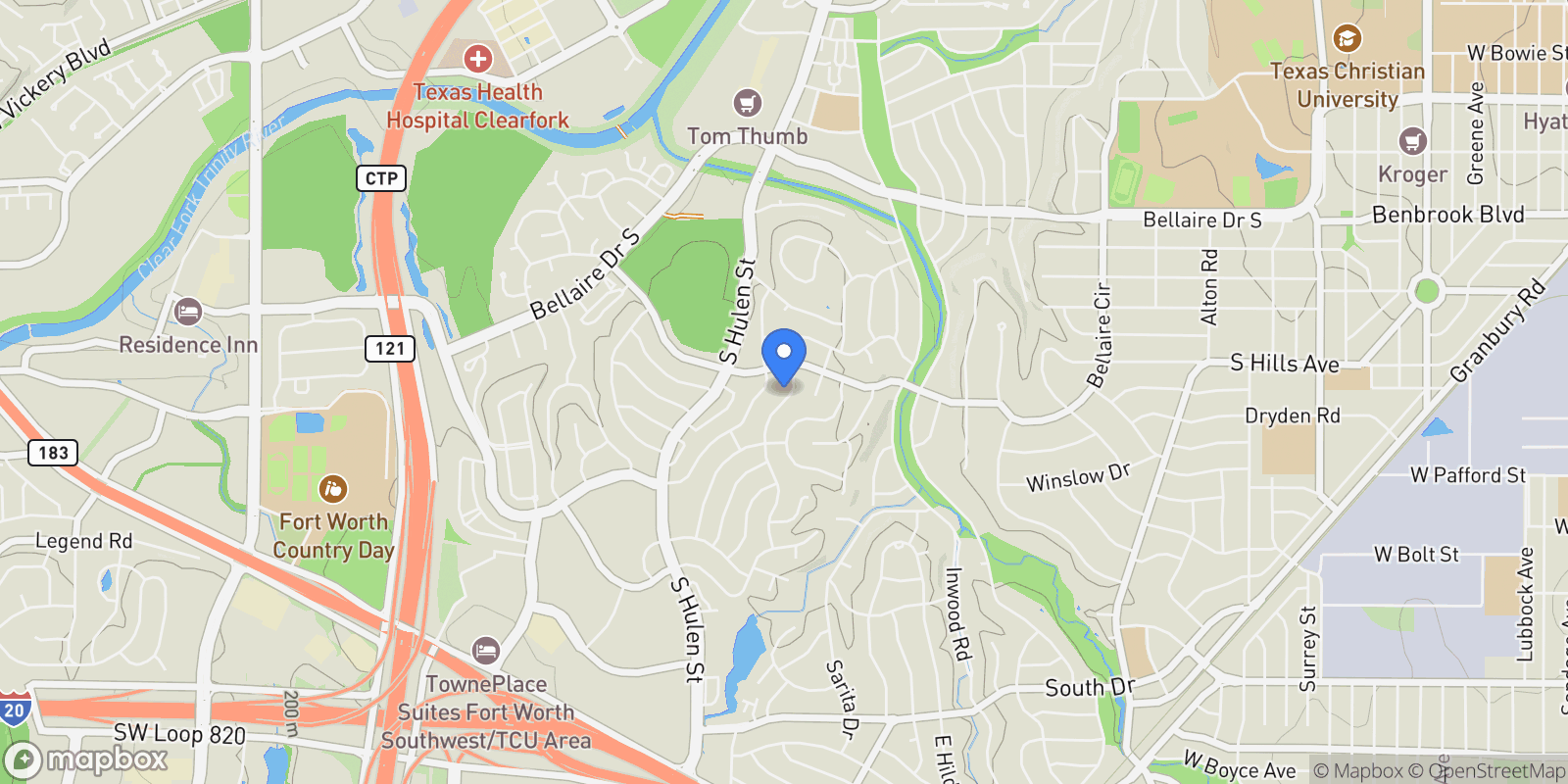 Map showing 3712 Summercrest Drive, Fort Worth, Texas, United States.