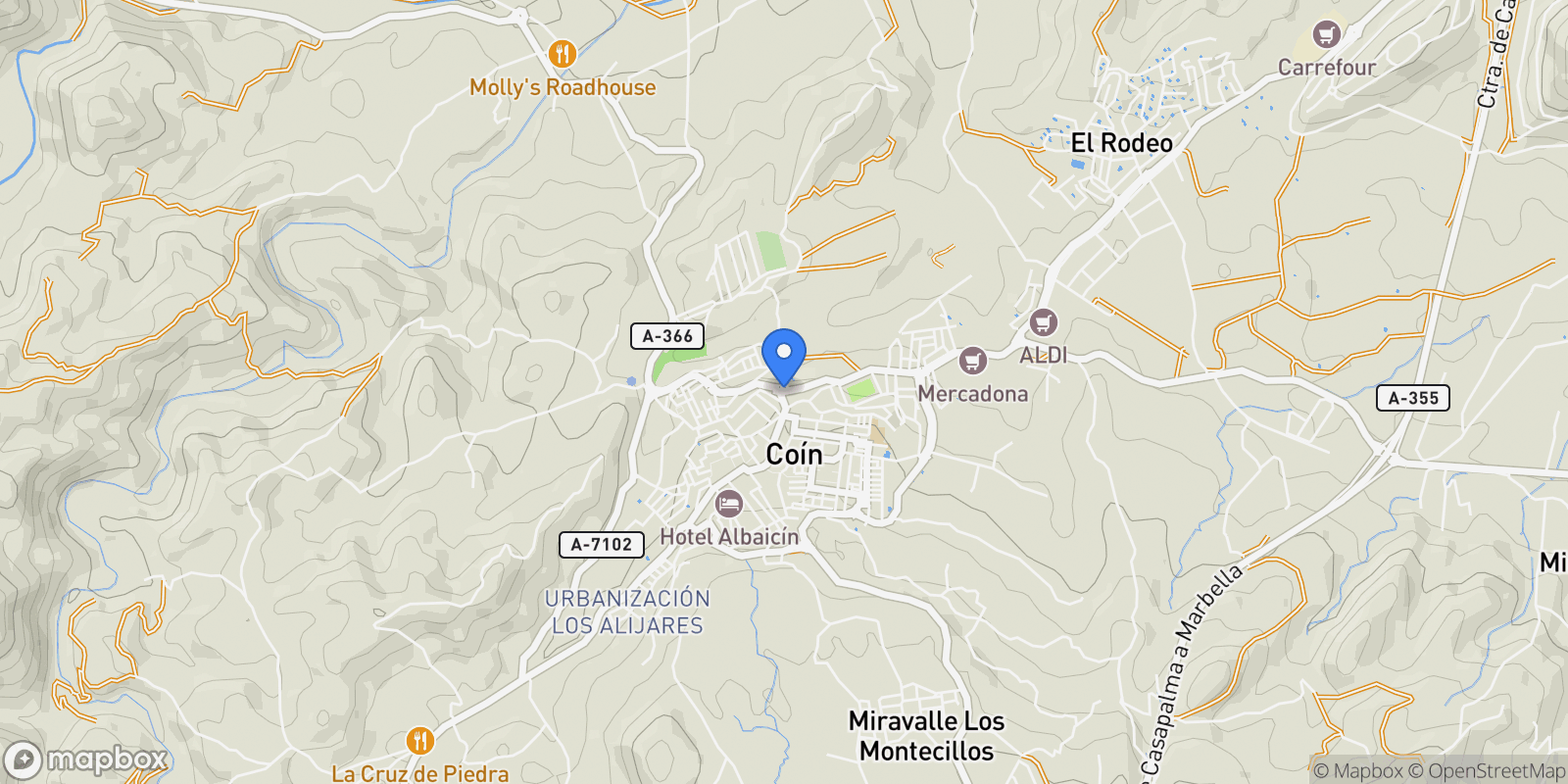 Map showing 29100 Coín, Málaga, Spain, Coin, Andalusia, Spain.