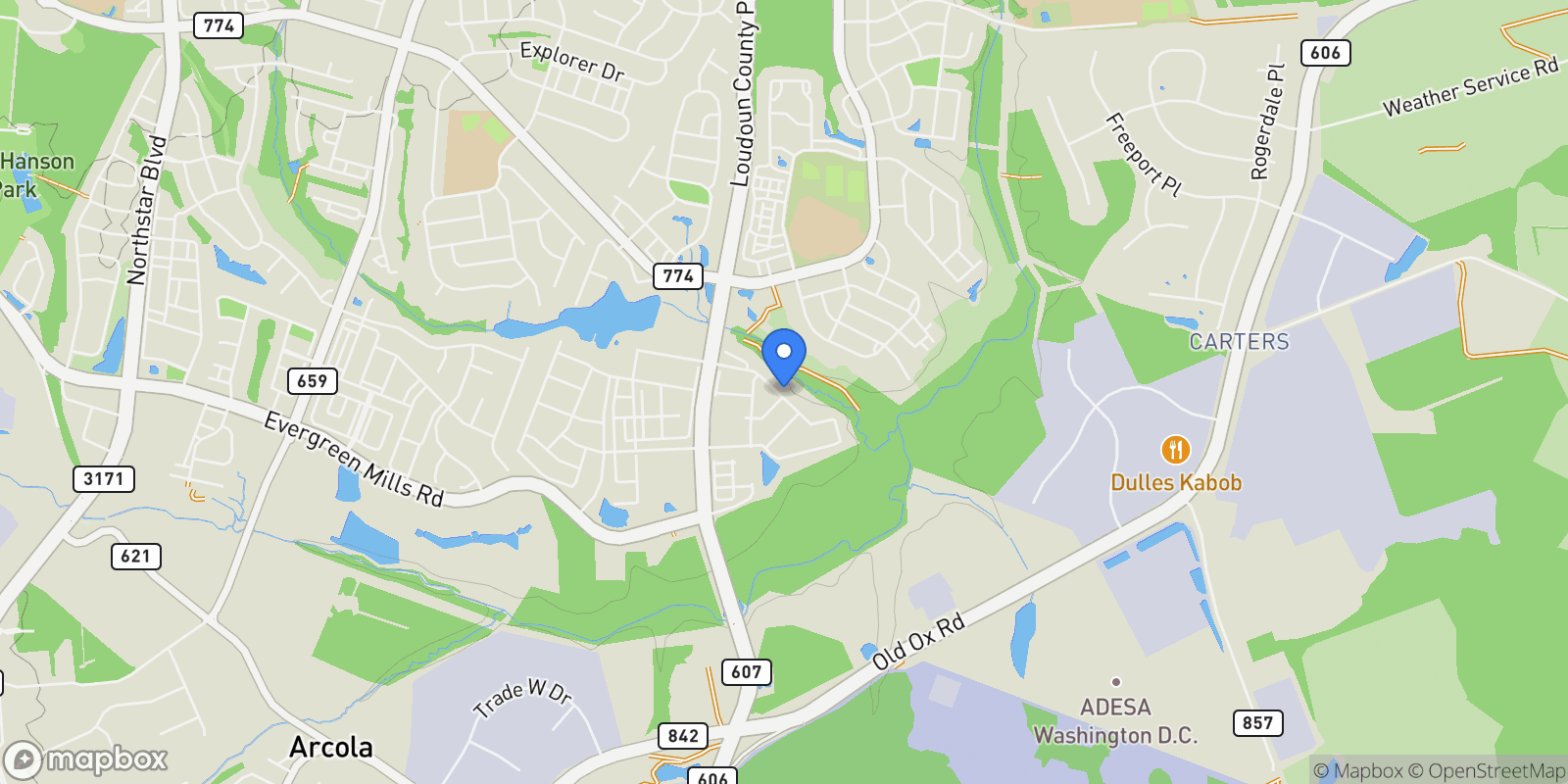 Map showing 43221 GREELEY SQ SQUARE, ASHBURN, VA 20148, Broadlands, Virginia, United States.