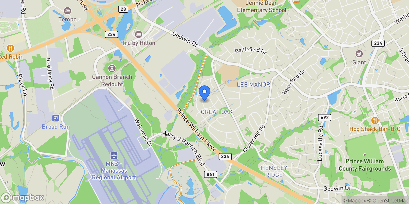 Map showing 10385 LIME TREE CT COURT, MANASSAS, VA 20110, Manassas, Virginia, United States.