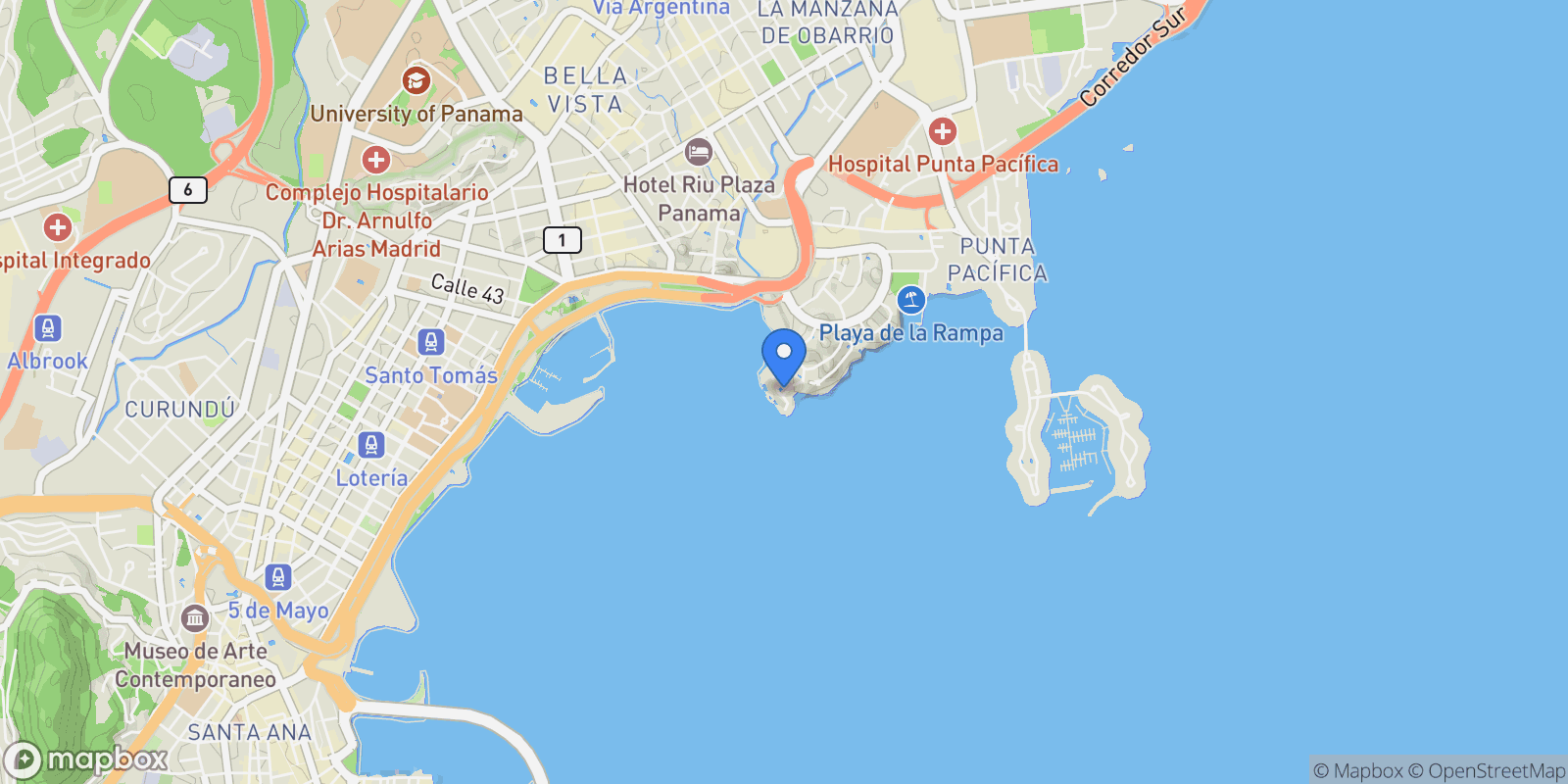 Map showing Panama City, Panama, Panama.
