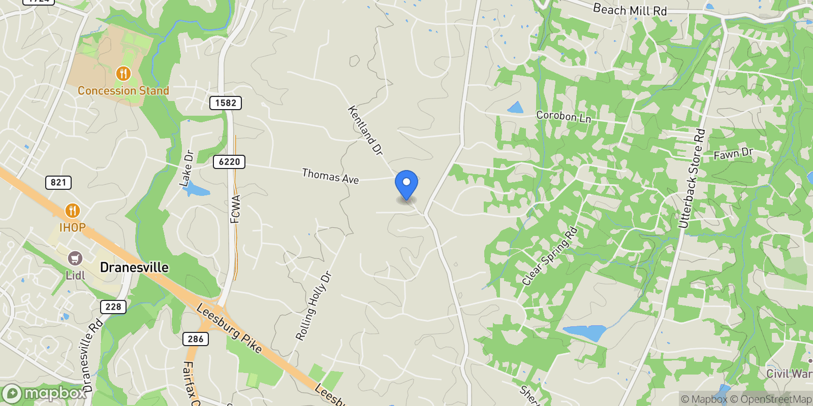 Map showing 11600 BLUE RIDGE LN LANE, GREAT FALLS, VA 22066, Great Falls, Virginia, United States.