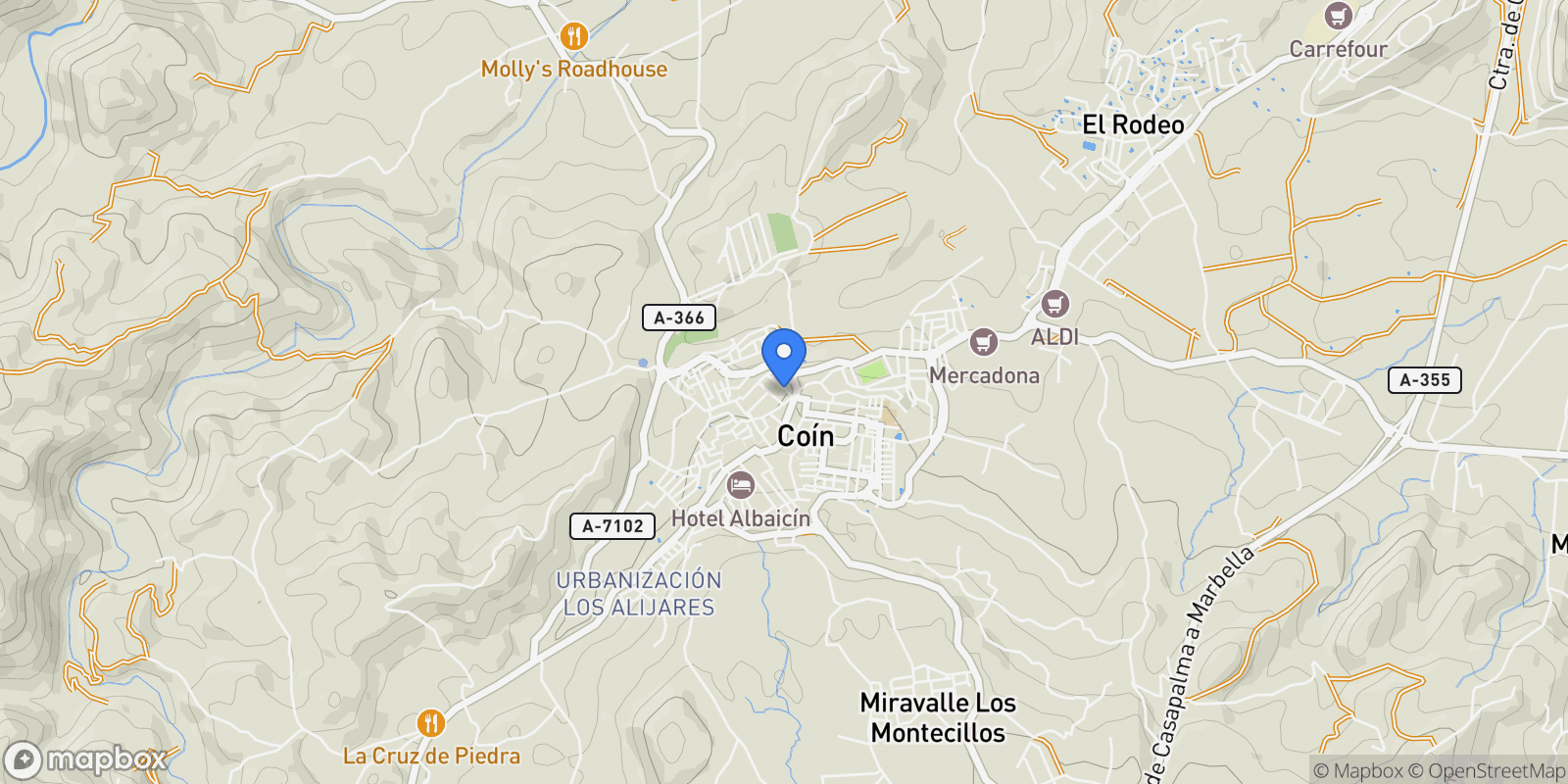 Map showing 29100 Coín, Málaga, Spain, Coin, Andalusia, Spain.