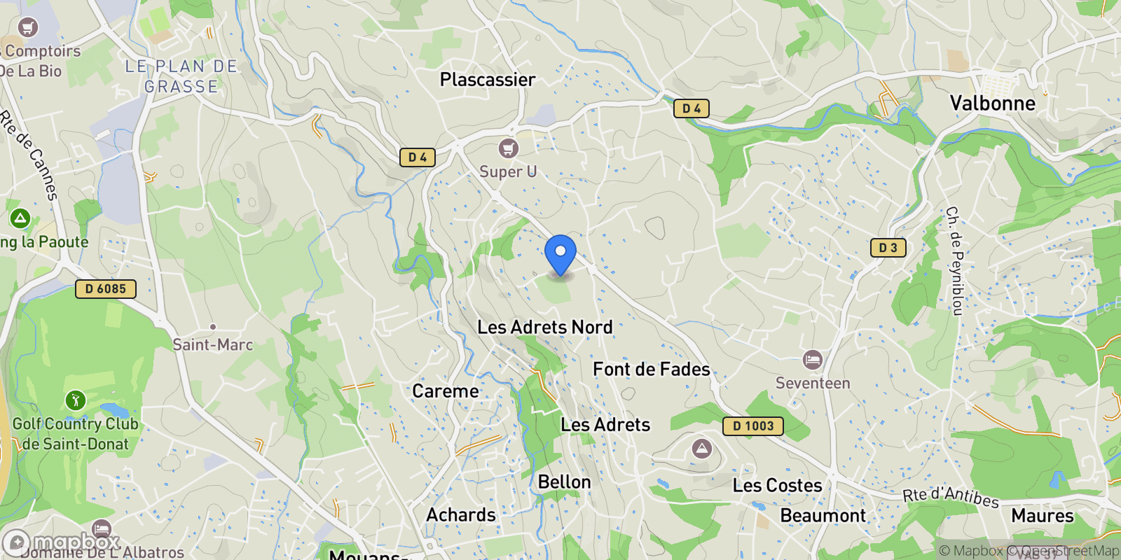Map showing Mouans-Sartoux, Provence-Alpes-Côte d'Azur, France.