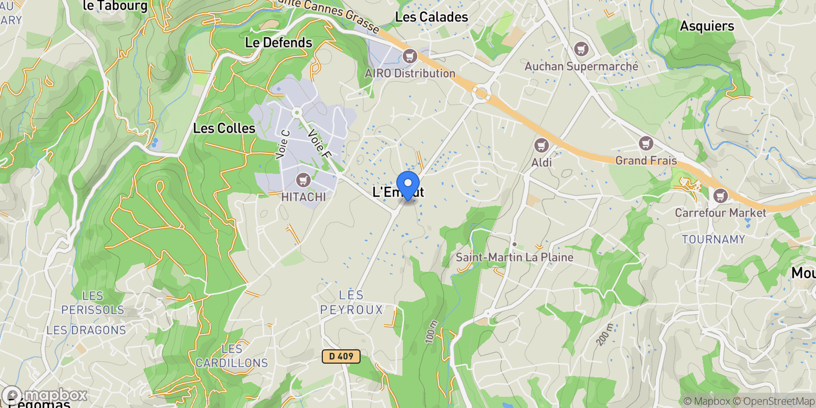 Map showing Mouans-Sartoux, Provence-Alpes-Côte d'Azur, France.