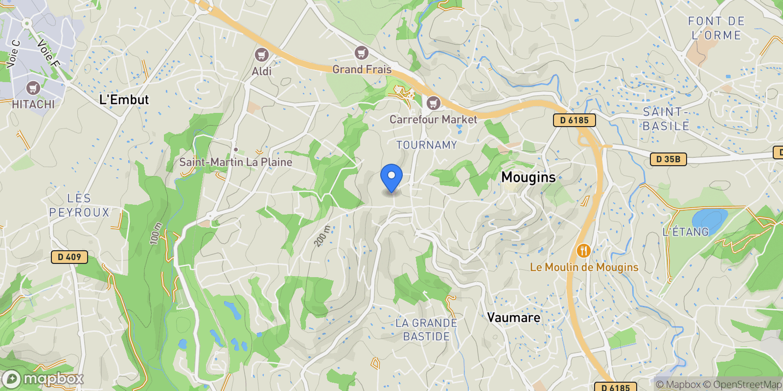 Map showing Mougins, Provence-Alpes-Côte d'Azur, France.