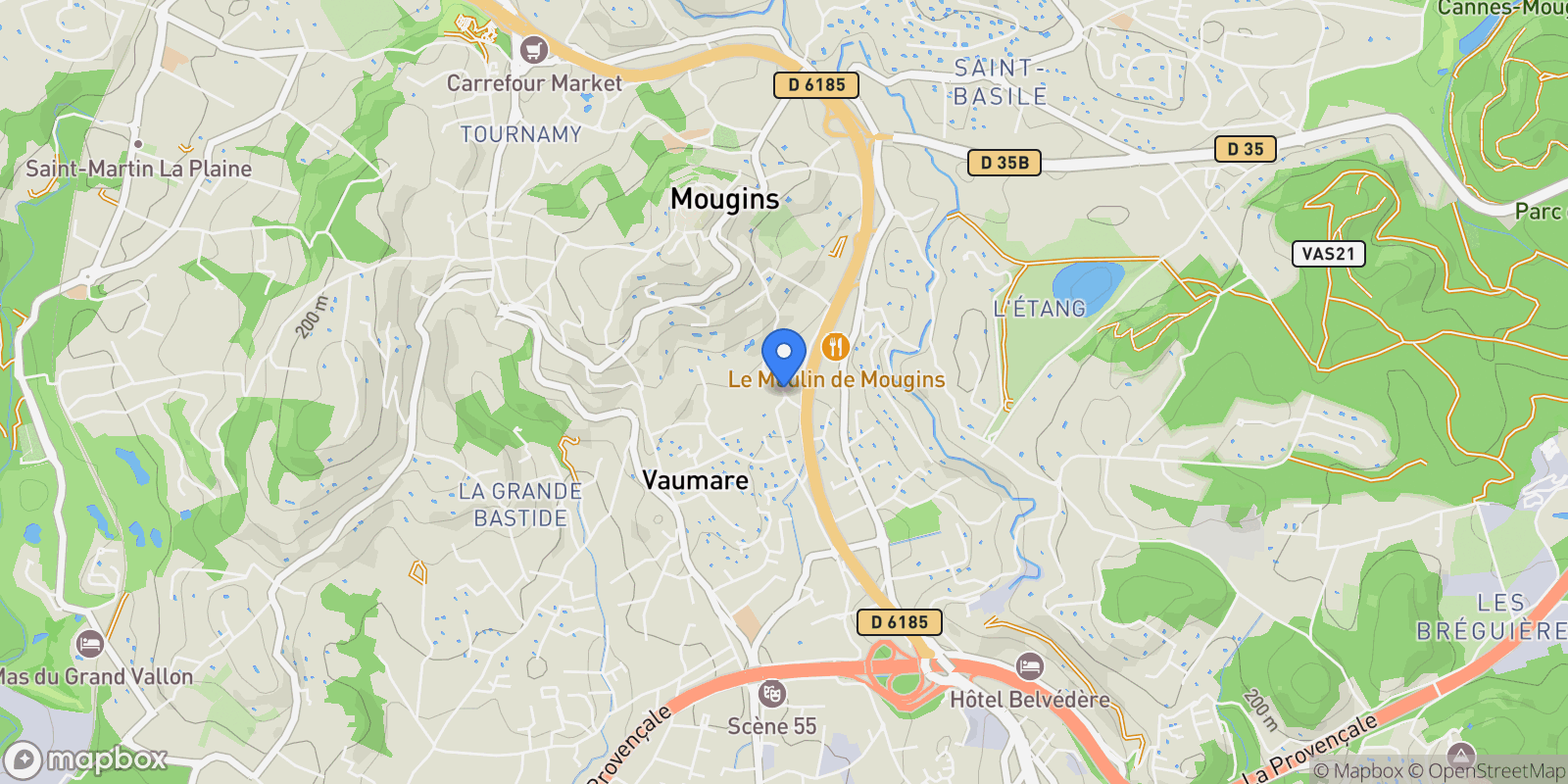 Map showing Mougins, Provence-Alpes-Côte d'Azur, France.