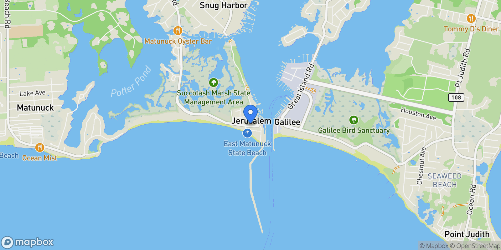 Map showing 1140 Succotash Road, South Kingstown, Rhode Island, United States.