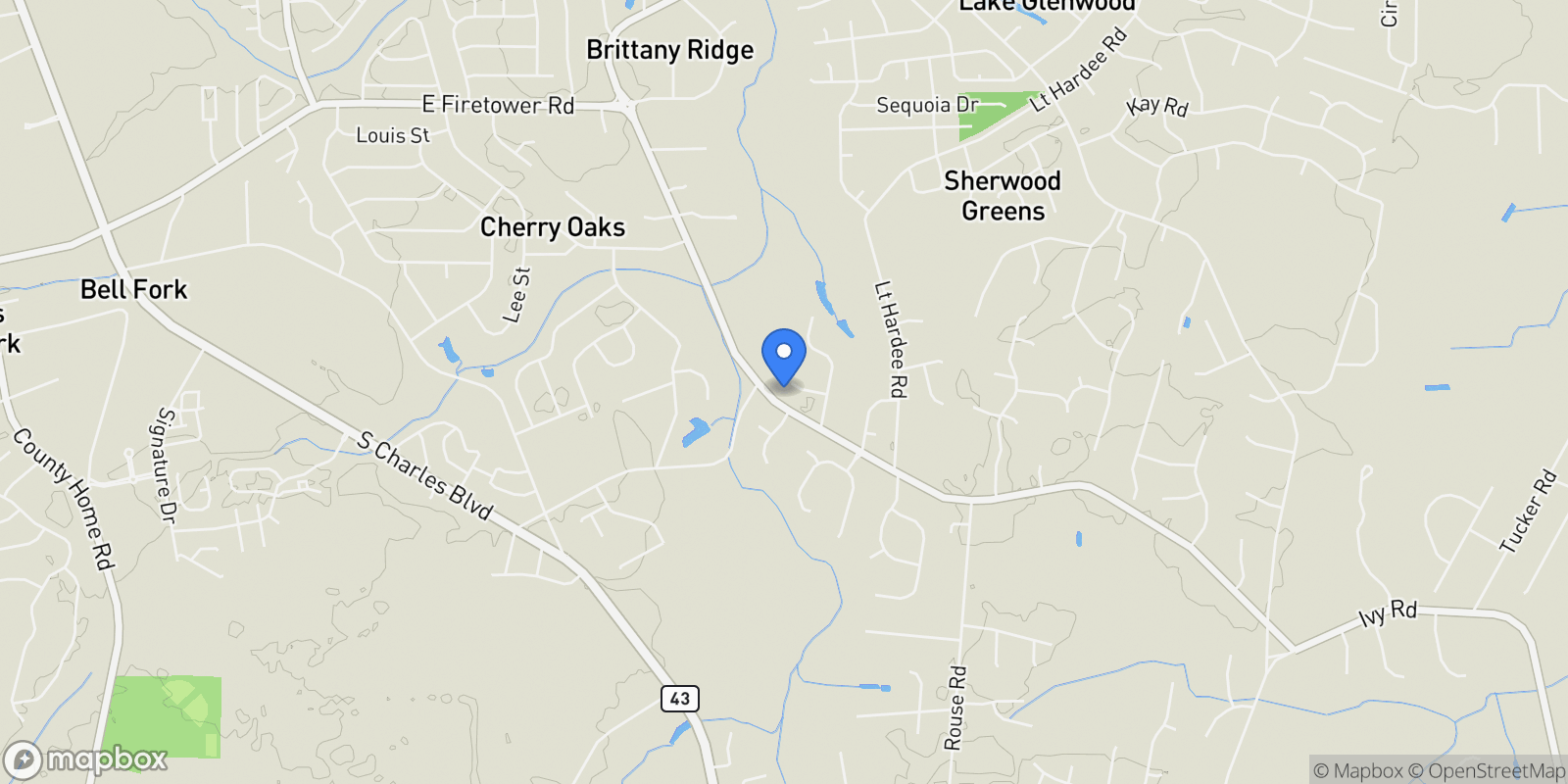 Map showing 2900 Groveland Drive, Greenville, North Carolina, United States.