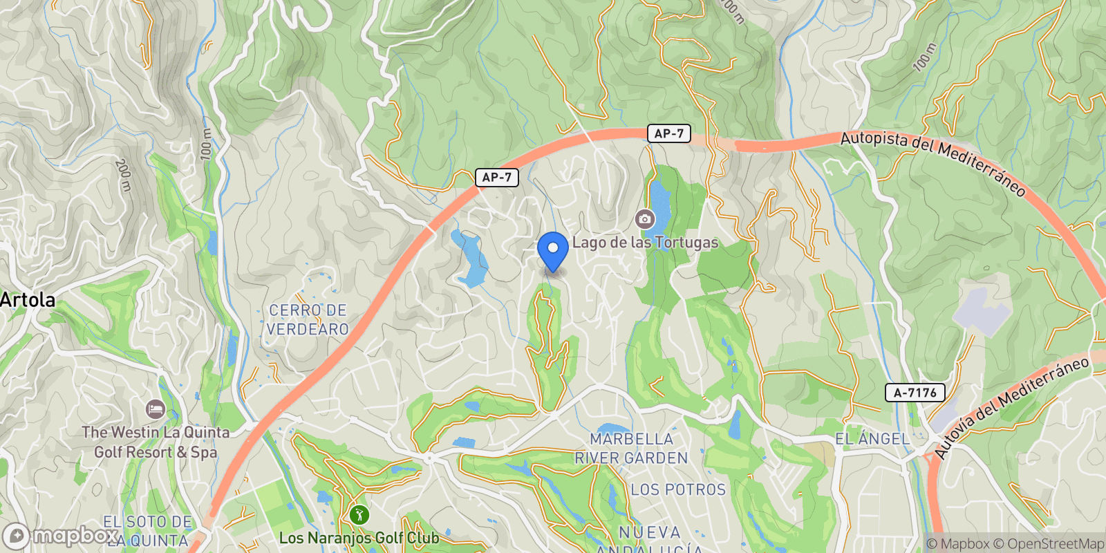 Map showing Nueva Andalucia, Marbella, Spain.