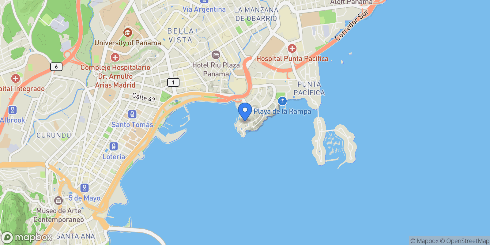 Map showing Panamá PUNTA PAITILLA, Panama City, Panama, Panama.