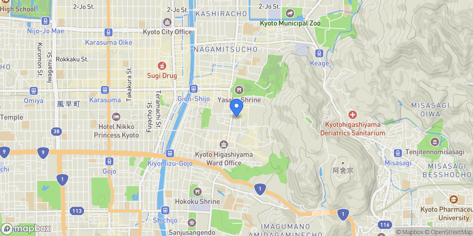 Map showing 431-3 Kamibentenchō, Higashiyama Ward, Kyoto, 605-0822, Japan, Kyoto, Kyoto, Japan.