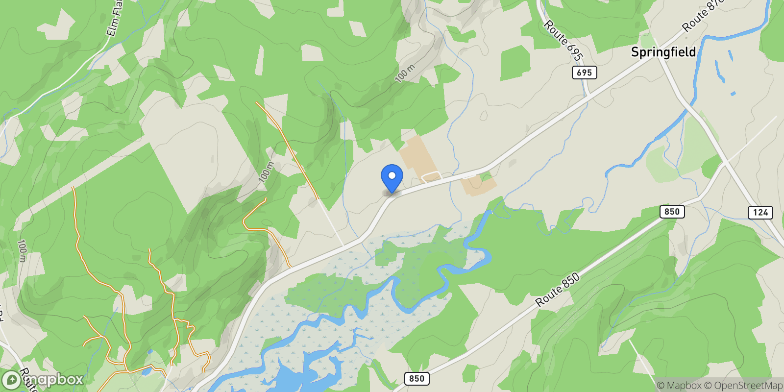 Map showing 1826 124 ROUTE, SPRINGFIELD, NB E5T 2K2, Springfield, New Brunswick, Canada.