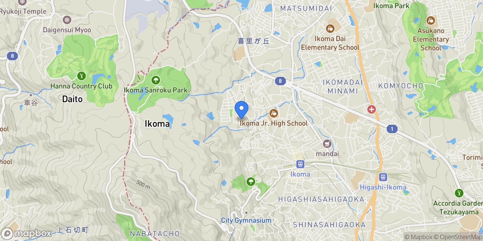Map showing 258-2 Kōyōdai, Ikoma, Nara 630-0247, Japan, Ikoma, Nara, Japan.