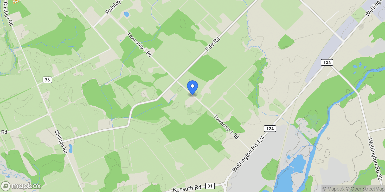 Map showing 5086 Township Road 1, Breslau, Ontario, Canada.