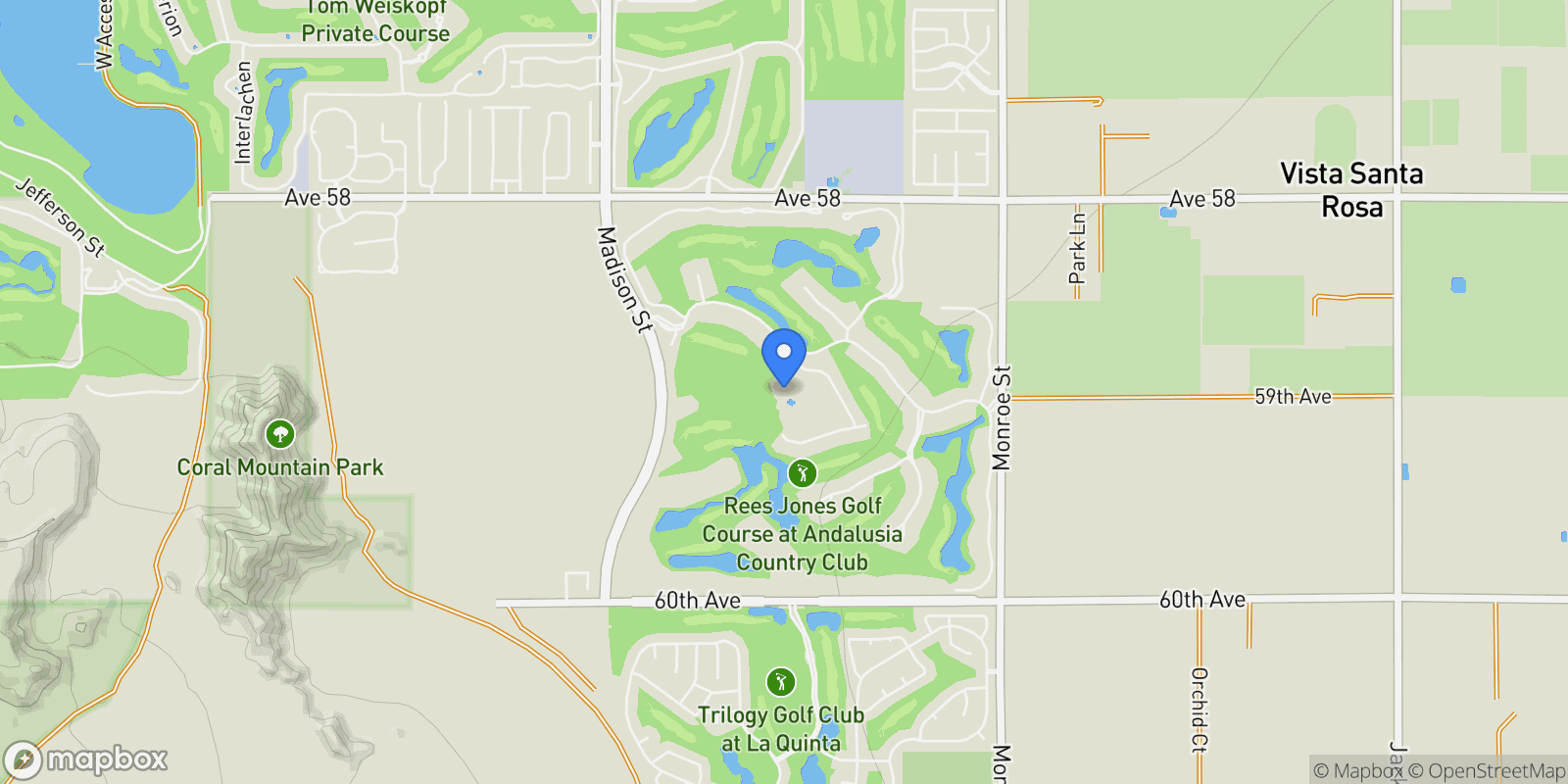 Map showing Marbella, La Quinta, CA 92253, La Quinta, California, United States.