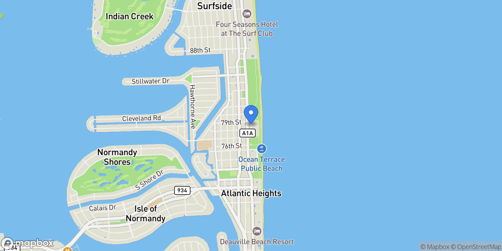 Map showing 7830 Atlantic Way , Miami Beach, FL 33141, Miami Beach, Florida, United States.
