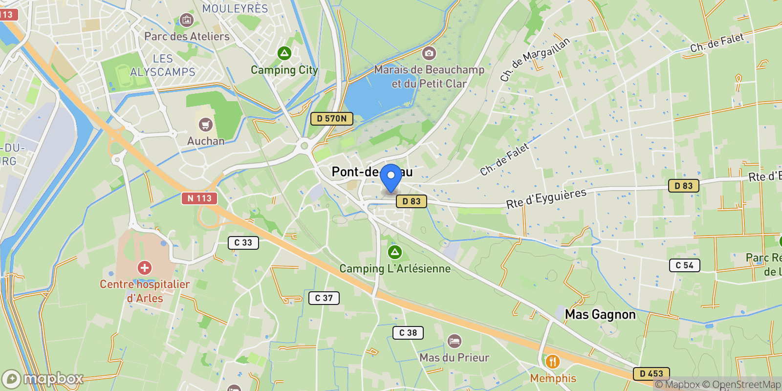 Map showing Arles, Provence-Alpes-Côte d'Azur, France.
