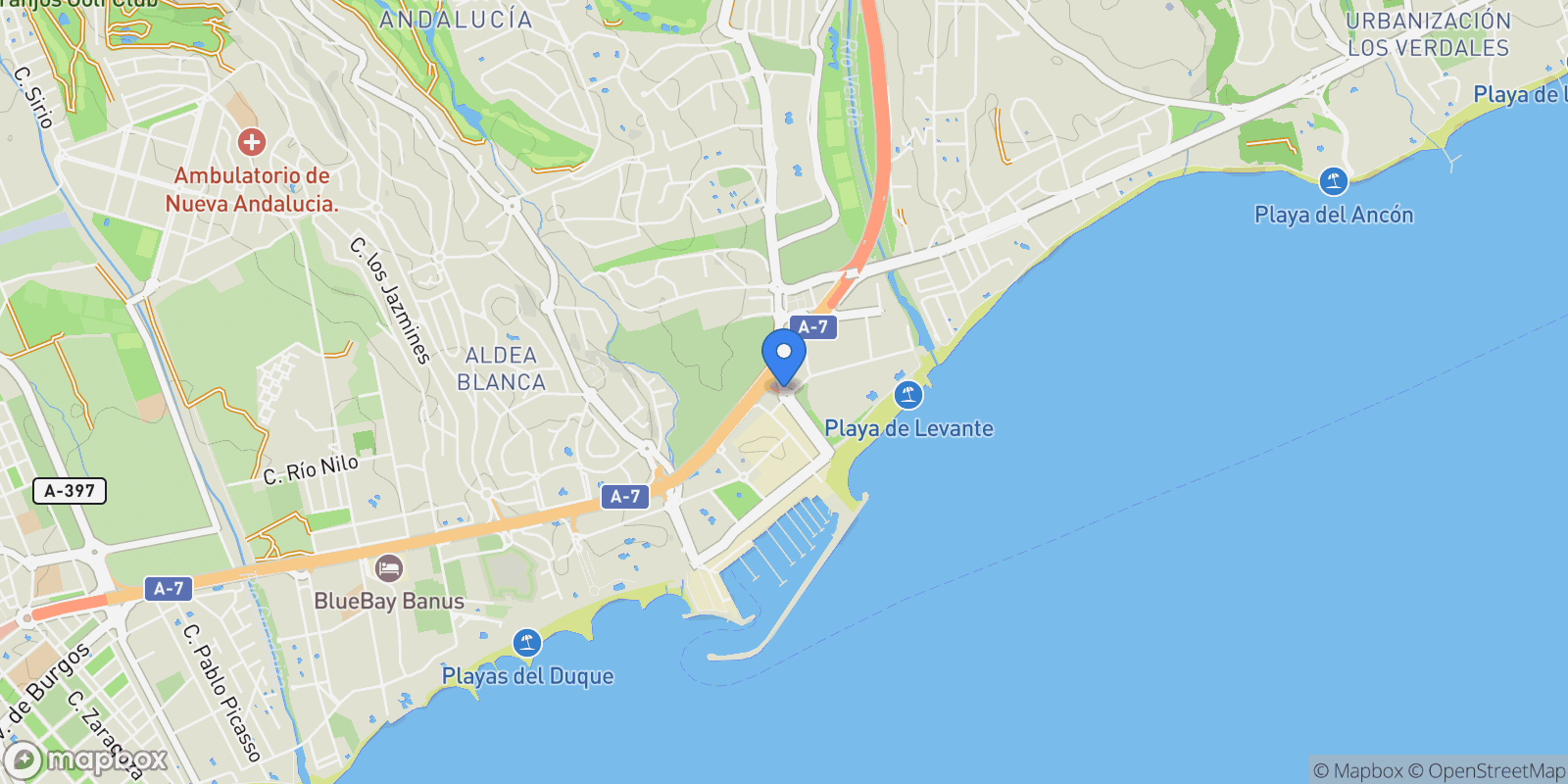 Map showing Nueva Andalucía, 29660 Marbella, Málaga, Spain, Puerto Banus, Marbella, Spain.