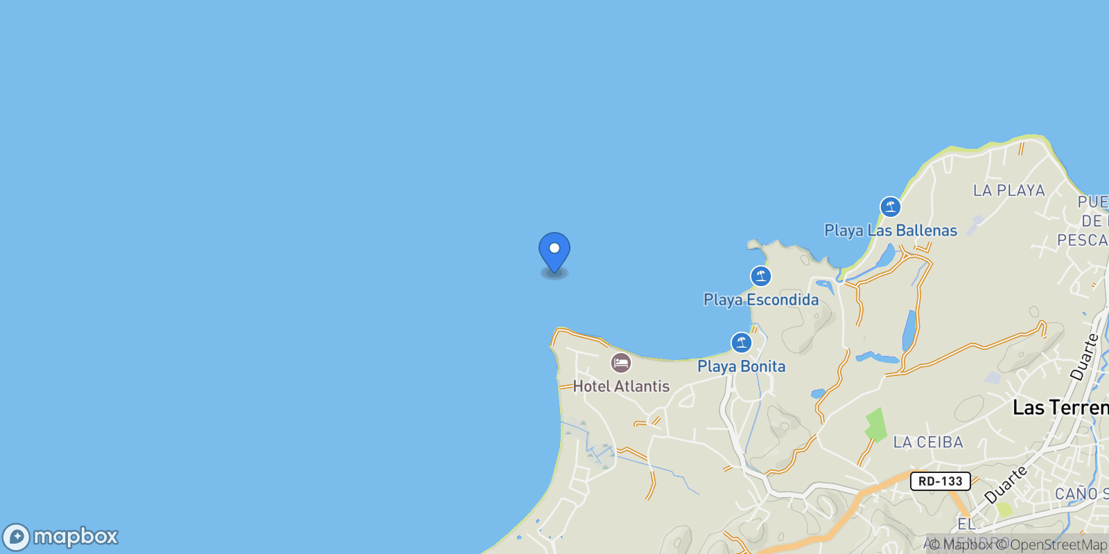 Map showing Las Terrenas, Samaná Province, Dominican Republic.